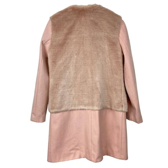ZARA Faux Fur Panel Coat in Pink - Picture 9 of 11